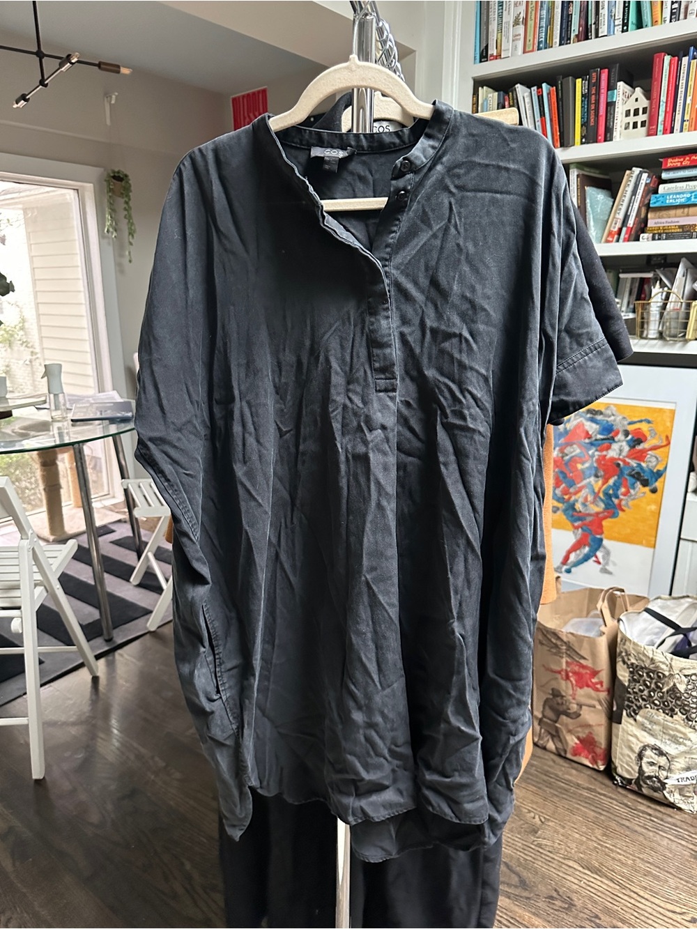 COS Black Short-Sleeve High-Low Tunic Dress